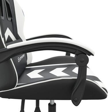 Зручне ігрове крісло з функцією масажу, штучна шкіра чорний/білий, 57,5 x 59,5 см - Для геймерів та офісної роботи Ігрове крісло Модель 349596