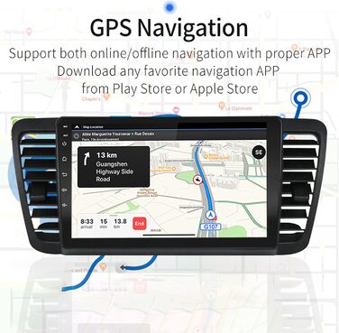 Автомобільна стереосистема EZoneTronics Carplay Android для Subaru Outback Legacy 2004-2009 з 9-дюймовим ємнісним сенсорним екраном, GPS-навігацією високої роздільної здатності, Bluetooth, Wi-Fi, USB-плеєром, 2 ГБ оперативної пам'яті 32 ГБ ПЗП