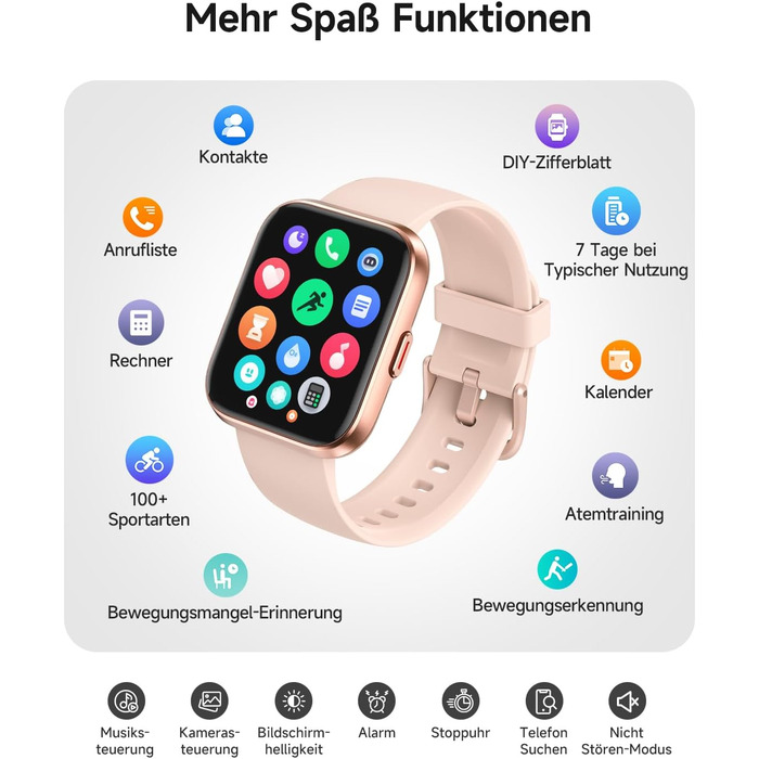 Розумний годинник для чоловіків та жінок, 1,8-дюймовий AMOLED-дисплей, розумний годинник з функцією телефону, Alexa, фітнес-годинник з серцевим ритмом, сном, SpO2, крокоміром, 110 спортивних режимів, водонепроникність IP68, спортивний годинник для iOS та 