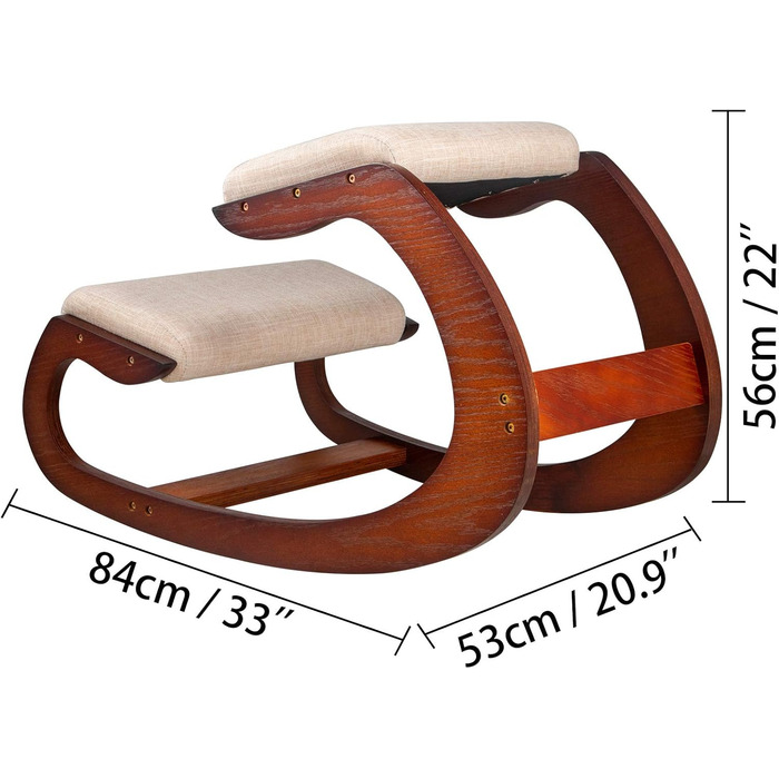 Ергономічне крісло для колін VEVOR, регульований стілець з гікорі з подушкою, зручний домашній стіл, ергономічне крісло/стілець для колін, що формує та знімає стрес, витримує 150 кг, коричневий