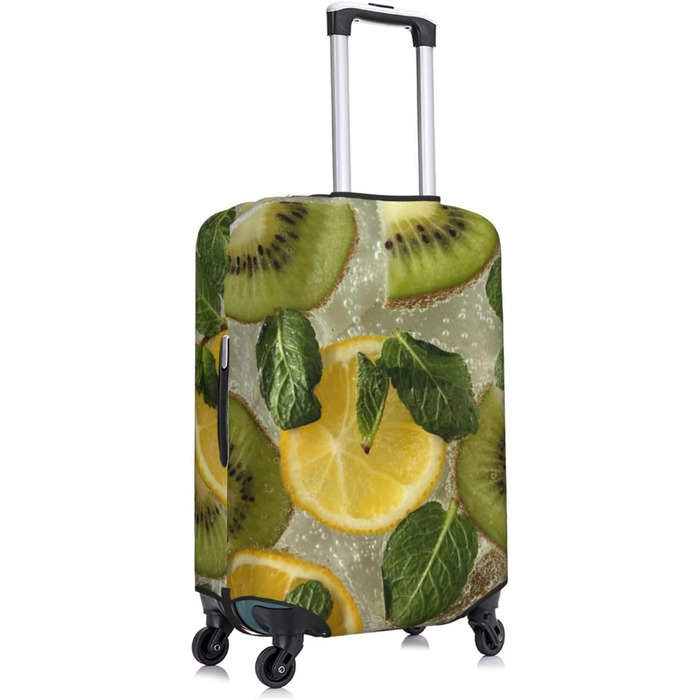 Чохол для валізи Лимон та Ківі з принтом, еластичний захист від подряпин та пилу, чорний, розмір 95