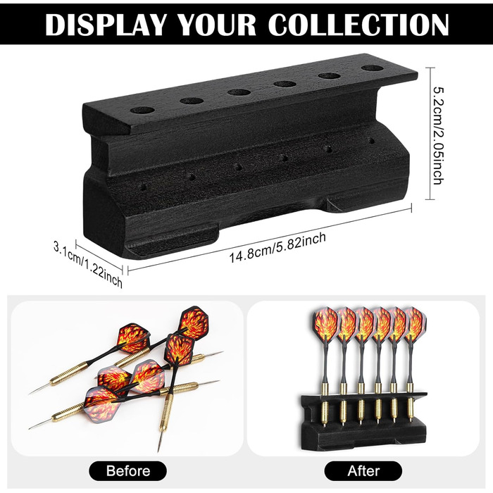 Дерев&39яний тримач для дротиків 2-в-1 та настінне кріплення Декоративний тримач для дротиків Презентаційна стійка для дротиків Кріплення для дротиків для домашнього використання Чорний 15 x 3,7 x 5,8 см