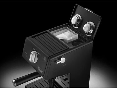 Портафільтр-машина для еспресо, кавоварка для еспресо з алюмінієвим покриттям, в т.ч. ручна насадка для спінювання молока, з функцією гарячої води, підходить для прокладок ESE, резервуар для води 1,1 л, чорний, 31.21