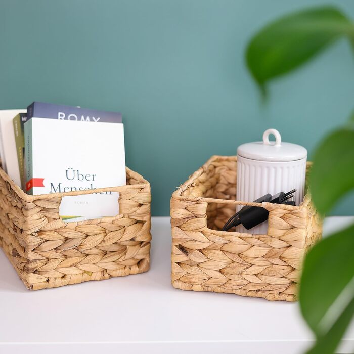 Кошик для зберігання HMF, сплетений з водяного гіацинта та морської трави Набір з 2 шт. Розмір S 22 x 17 x 12 см 2 шт. и