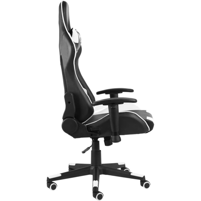 Поворотне ігрове крісло, білий ПВХ, ігрове крісло для дорослих, вантажопідйомність 150 кг