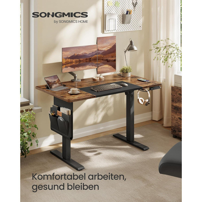 Електричний письмовий стіл SONGMICS з регульованою висотою, 120 x 60 см, безступінчасте регулювання, функція пам&39яті з 4 рівнями висоти, вінтажний коричневий - чорний LSD015X01 120 x 60 см вінтажний коричневий чорний