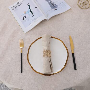 Бежева скатертина кругла 120 см Полотняна скатертина з бавовни, що миється, стійка до зминання Пилонепроникна з китицями для кухні