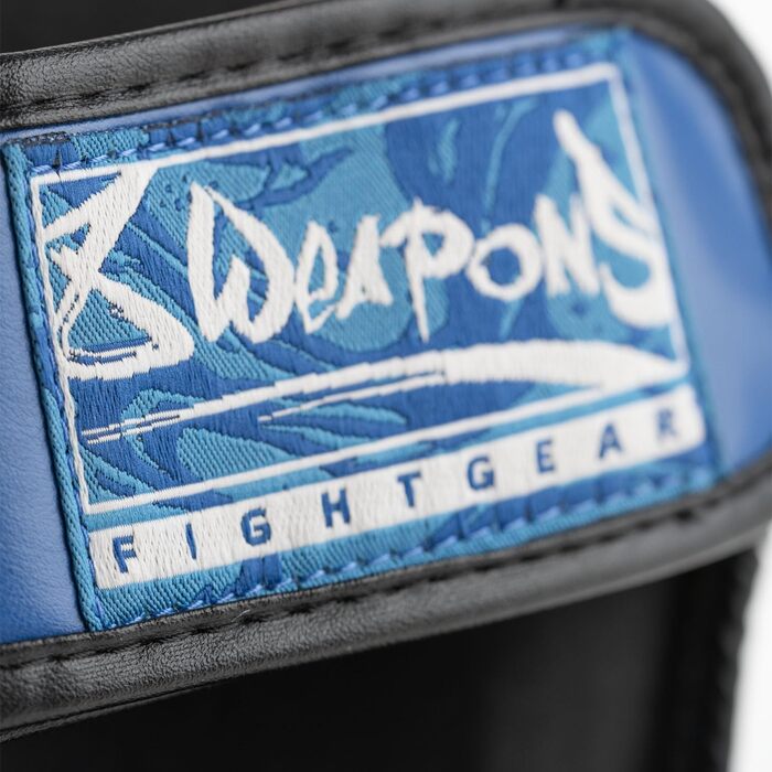 ЗБРОЇ Щитки для гомілок, дитячі, Джип, сині, для тренувань та змагань, високоякісна синтетична шкіра та ідеальна амортизація, муай-тай, К1, ММА, карате та кікбоксинг, розмір S/M, 8