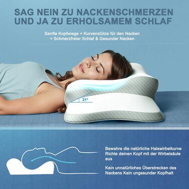 Подушка для шиї, з піни з ефектом пам&39яті. Подушка для підтримки шиї, ергономічна подушка. Подушка для сну на боці, спині та животі () Біла