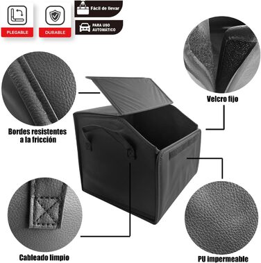 Складаний органайзер для багажника з PU-шкіри багатофункціональний контейнер для автомобіля, позашляховика та пікапа велика місткість нековзна основа водонепроникний (PU)