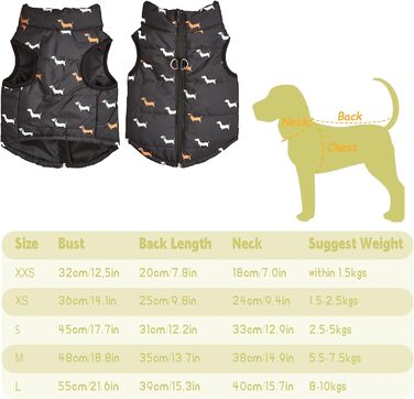 Пальто для собак, зимова куртка для собак, тепле пальто для маленьких собак, вітрозахисний жилет для собак з отвором для шлейки, злегка водонепроникний, різдвяна куртка для чихуахуа та такс, чорна, MM Black