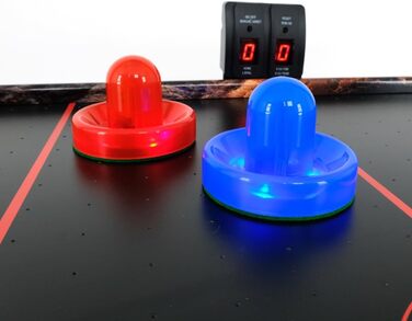 Світлодіодний стіл для аерохокею від FASports, аерохокей для дітей/підлітків віком від 8 років, стіл для аерохокею з повітряними штовхачами та шайбами, що світяться Solar Fury 138x67x82 см