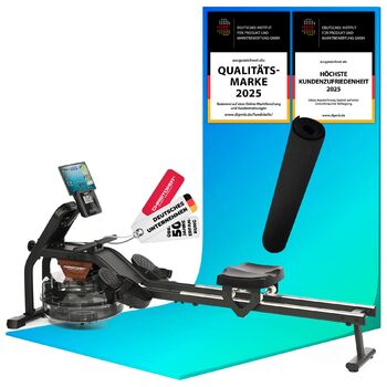 Гребний тренажер Christopeit для домашнього використання водний гребний тренажер WP 2000 або Garda алюмінієва рейка Bluetooth до 120 кг Garda, включаючи захисний килимок для підлоги