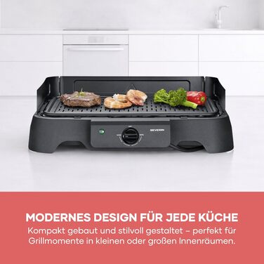 Настільний гриль Severin PG 8595 для дому та вулиці (кухня, балкон), 2000 Вт, 40-220C, 39x23 см, чорний