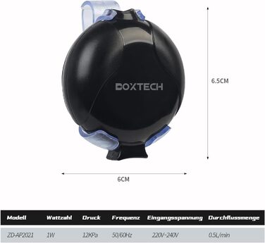 Кисневий насос Boxtech Mini Quiet Aquarium з повітряним каменем та силіконовим шлангом для акваріумів та нано-акваріумів (чорний)