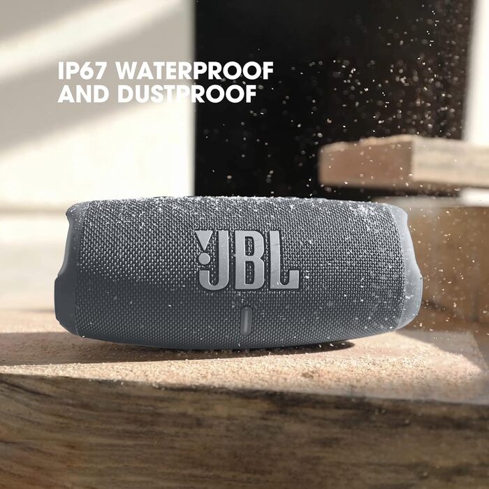 Колонка JBL Charge 5 сірого кольору - Водонепроникний портативний бумбокс з інтегрованим павербанком - Один заряд акумулятора забе