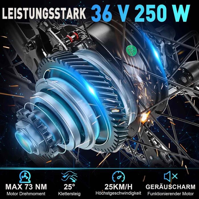 Електровелосипед, 27,5-дюймовий трекінговий велосипед для чоловіків та жінок з акумулятором 36 В 10,4 Аг, двигуном 250 Вт, запасом ходу 100 км, електричний велосипед з 7-ступінчастою коробкою передач, гірський електровелосипед Pedelec для дорослих, зелени