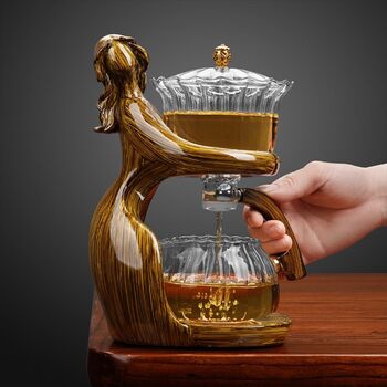 Елегантний скляний чайний набір Ледачий чайник автоматичний заварник, преміум аксесуари для дому, розкішний набір для чайної церемонії з магнітним закриттям.