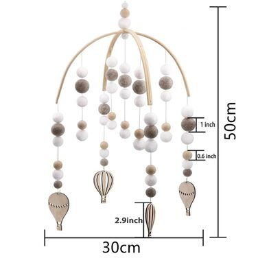 Дитячий мобіль з фетровим м'ячем для дитячого ліжечка, ліжечка, дитячої кімнати Дзвіночки вітру Іграшка з фетру Дитяче ліжечко Мобільна прикраса Підвісний подарунок для новонародженого Baby Boy Girl Baby Shower (повітряна куля)