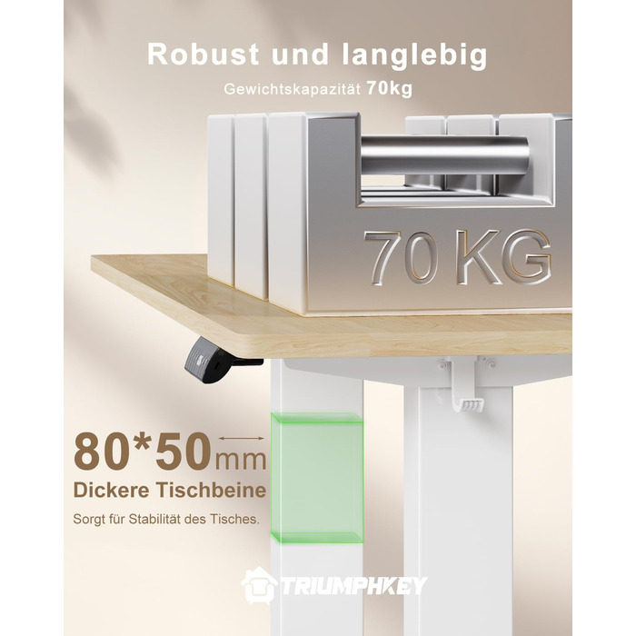 Стіл з регульованою висотою 160x80 з портом зарядки USB, 3 попередньо встановлені налаштування пам&39яті, стіл з регульованою висотою та органайзером для кабелів, комп&39ютерний стіл, стіл для роботи стоячи, бежевий 160 x 80 см, клен білий