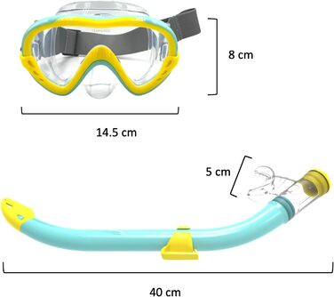 Набір для сноркелінгу EasyDive, дитяча маска для сноркелінгу з гумкою, протитуманна маска для дайвінгу, окуляри для дайвінгу з сухого силіконового матеріалу, набір для сноркелінгу для хлопчиків та дівчаток, тропічні острови - зелений/жовтий
