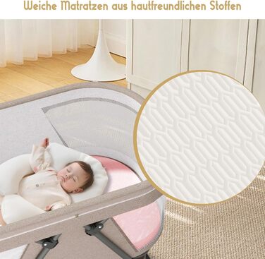 Дитяче ліжечко XJD Baby, складне дитяче ліжечко 2 в 1, колиска з кошиком для зберігання, дорожнє ліжечко з м&39яким матрацом, сумка для перенесення, москітна сітка, дитяча колиска для дітей від 0 до 6 місяців, від народження до 10 кг, хакі-хакі-1