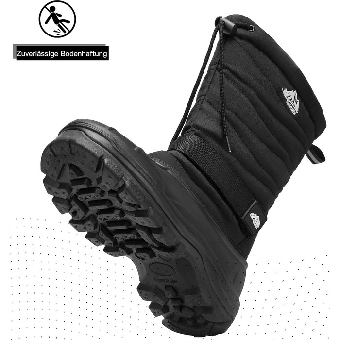 Водонепроникні зимові чоботи Kricely для чоловіків та жінок, снігові чоботи з теплою підкладкою, нековзне зимове взуття, повністю чорні, EU 45