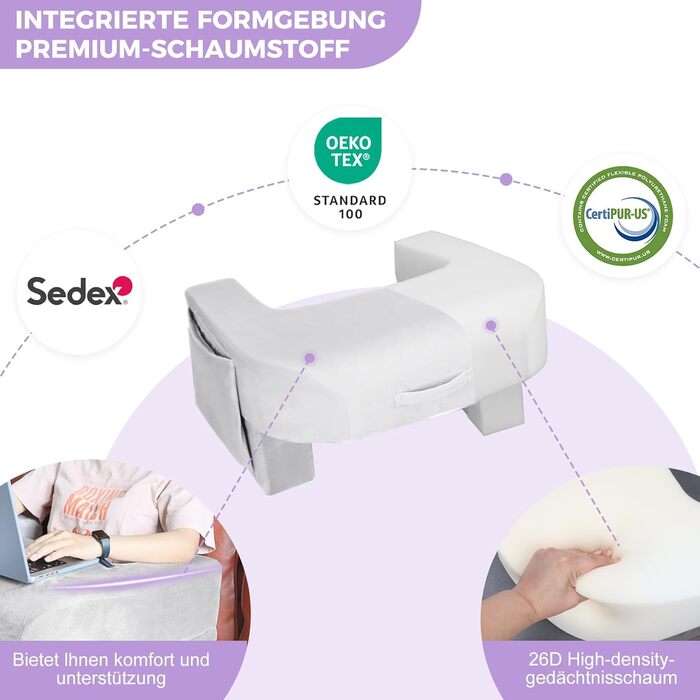 Подушка для читання на колінах Babenest 26D Sponge Play, регульована по висоті подушка для книг з боковими кишенями для зберігання, подушка для колінного столу для дорослих, місце на ліжку, підлозі, дивані (оксамит)