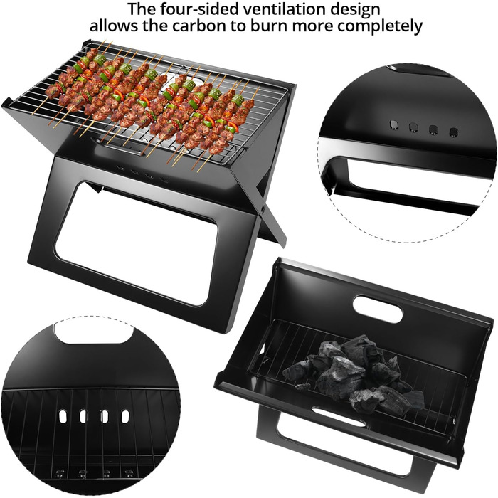 Складаний гриль QWORK, термостійкий гриль для ноутбука, для кемпінгу, подорожей