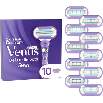 Леза для бритви Gillette Venus Deluxe Smooth Swirl для жінок, жіноча бритва зі змінним лезом 10 лез з 5-кратним лезом, для більш тривалого, гладкого гоління 10 лез