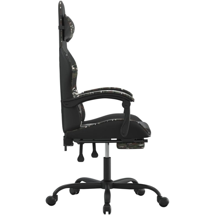 Геймерське крісло з підставкою для ніг, обертове, чорний камуфляж, штучна шкіра, регульована висота спинки, ергономічне, зручне, міцний матеріал, брудовідштовхувальне, функція повороту на 360 градусів, 36,5 x 42 см (Ш x Г), зелений колір