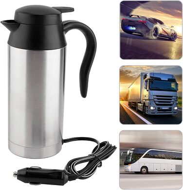 Автомобільний електричний чайник з підігрівом сталева пляшка кружка 12В 750мл з нержавіючої сталі