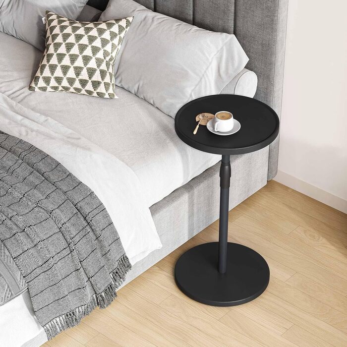 Круглий регульований бічний столик, маленька дерев&39яна тумбочка, бічний столик для диванів, для невеликих приміщень, вітальні, спальні, чорного кольору ET-010BW