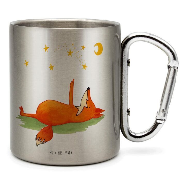 Чашка з лисицями та зірками &quotМістер і місіс Панда&quot - подарунок, кухоль з нержавіючої сталі, термокухоль, астролог, металевий кухоль для пиття, термокухоль, нічний, лисиці, місяць