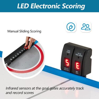 Стіл для аерохокею 130×61×76 см з LED-табло та вентилятором 12 В