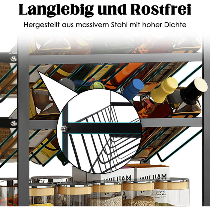 Постійна полиця для спецій, 4 яруси, металева полиця для спецій, не потребує свердління, підставка для спецій, тримач для спецій, органайзер для банок для спецій з 8 гачками, кухонна полиця для зберігання спецій - тип A