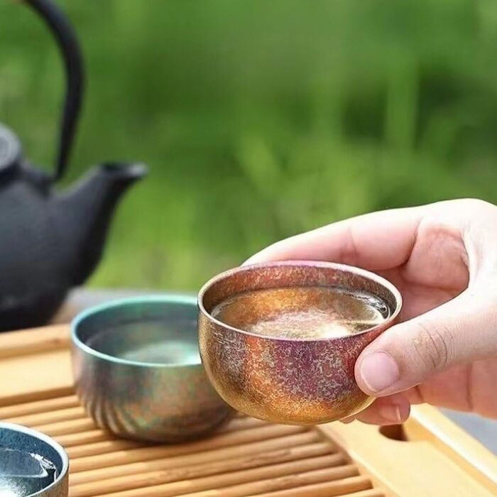 Маленька титанова чайна чашка для кемпінгу на свіжому повітрі, чашка для заварювання чаю, чайник, чашки з подвійними стінками, кавова чашка, яку можна мити в посудомийній машині, для кемпінгу, барвиста