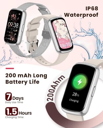 Жіночий смарт-годинник Sanorum, фітнес-годинник 1,47 дюйма з пульсометром, монітором сну SpO2, 24 спортивні режими, трекером активності, повідомленнями/WhatsApp, відстеженням менструального циклу, крокоміром, водонепроникним IP68, сумісним з Android та iO