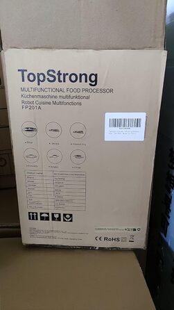 Кухонний комбайн TopStrong, подрібнювач кухонного комбайна 800 Вт, кухонний комбайн 2 л, мультиподрібнювач, компактний кухонний комбайн з 3 ріжучими дисками, подрібнювач, тістомісильна машина для збивання, вінчик чорний і сріблястий