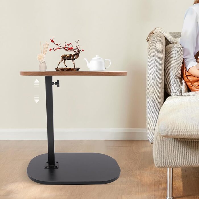 Мобільний письмовий стіл типу C з регульованою висотою 45-80 см, дерев&39яні бічні столики з колесами, C-подібний стіл для ноутбука, журнальний столик, невеликий журнальний столик для вітальні, дивана (дерево)