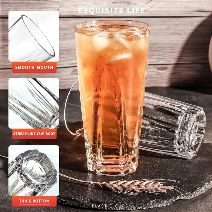 Пластикові стакани Asashizen PC 385 мл набір з 4 шт. , акрилові стакани для пиття, стакани для миття в посудомийній машині, для ді