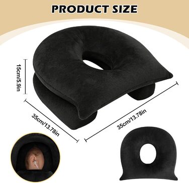 Подушка для пірсингу з отвором, подушка для пірсингу вуха у формі пончика 35 * 32 * 15 см, пончик для тих, хто спить на боці, подушка для пірсингу, збільшена висота наповнення для полегшення болю в вухах для дітей та дорослих