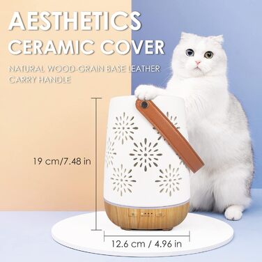 Керамічний аромадифузор SALUBRITO для ефірних олій, бездротовий акумуляторний ароматерапевтичний дифузор з батареєю, портативний дифузор, ароматична лампа з автоматичним вимкненням для відпочинку на природі, кемпінгу, дому, йоги