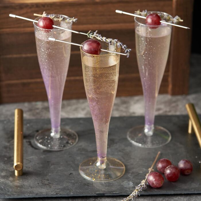 Келихи для шампанського преміум-класу MATANA 120 пластикові з сріблястими та золотими блискітками, 133 мл - келихи для шампанськог