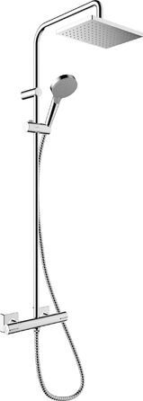 Душова система hansgrohe Vernis Shape з термостатом, економною лійкою (EcoSmart) 230 x 170 мм, ручною лійкою, шлангом та штангою, хром, 26097000