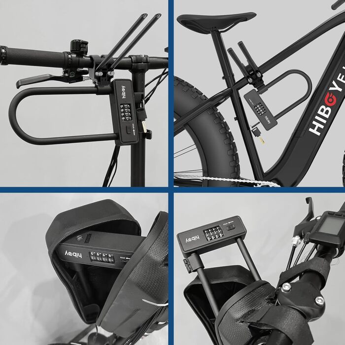 Замок велосипедний Hiboy комбінований, захист від крадіжки, з тримачем, сталевий замок з дужкою 10 мм, U-подібний замок для самокатів та велосипедів