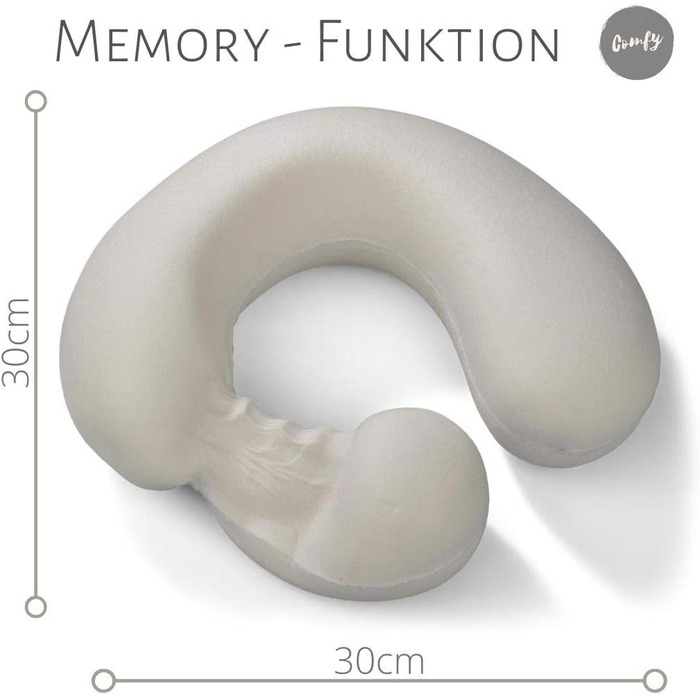 Подушка для шиї із застібкою-кнопкою Підтримка шиї Ролик для шиї Дорожна подушка Наповнювач з піни з ефектом пам&39яті Можна прати - Знімний чохол Сірий