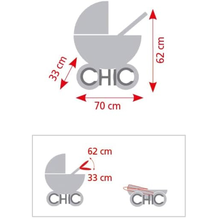 Лялькова коляска Лола, коляска для ляльок зростом приблизно до 50 см, бігова коляска, біговел для ляльок, коляска для ляльок, конф