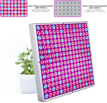 Світлодіодна лампа для рослин Lospitch 45 Вт, 225 червоних і синіх світлодіодів для вирощування рослин, освітлення рослин повного спектру для гідропоніки, кімнатного посіву овочів, наметів для вирощування та теплиць
