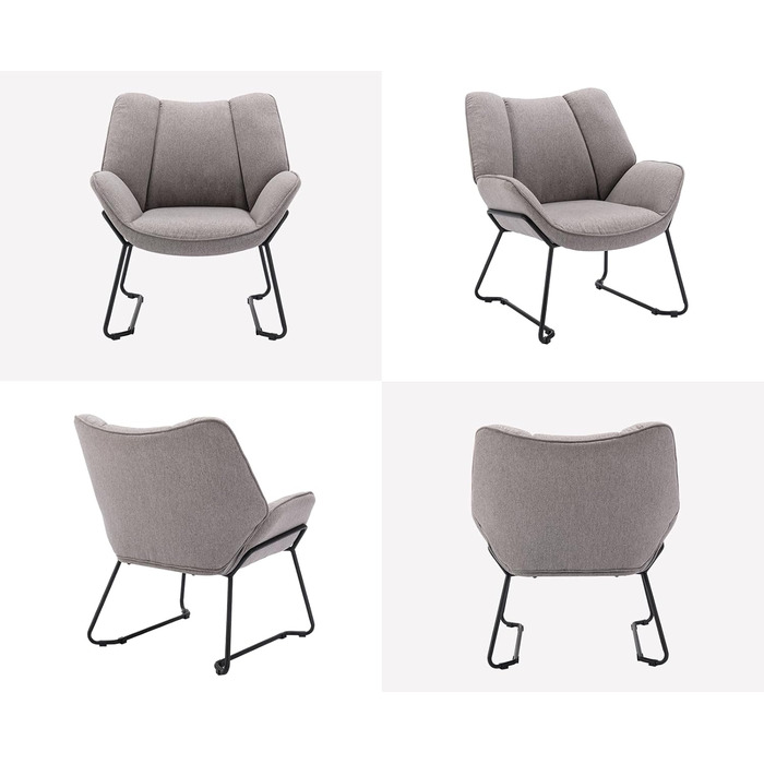 Льняне крісло Chairus для вітальні, балкону, сучасне м&39яке крісло-реклайнер з металевими ніжками (сіре)